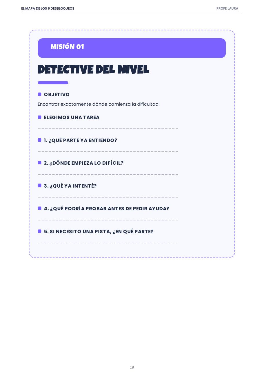 Vista interior del PDF: Misión 01 · Detective del Nivel
